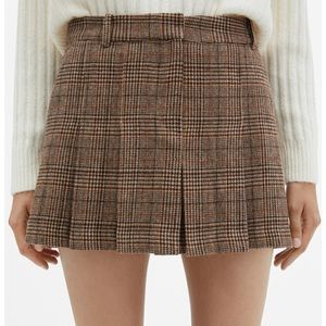 Mango Plaid Mini Skirt